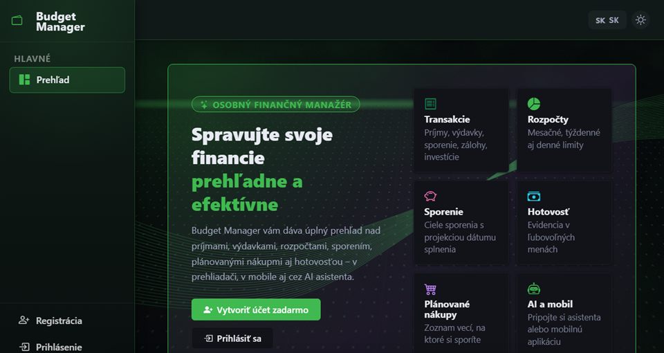 Budget Manager — landing page